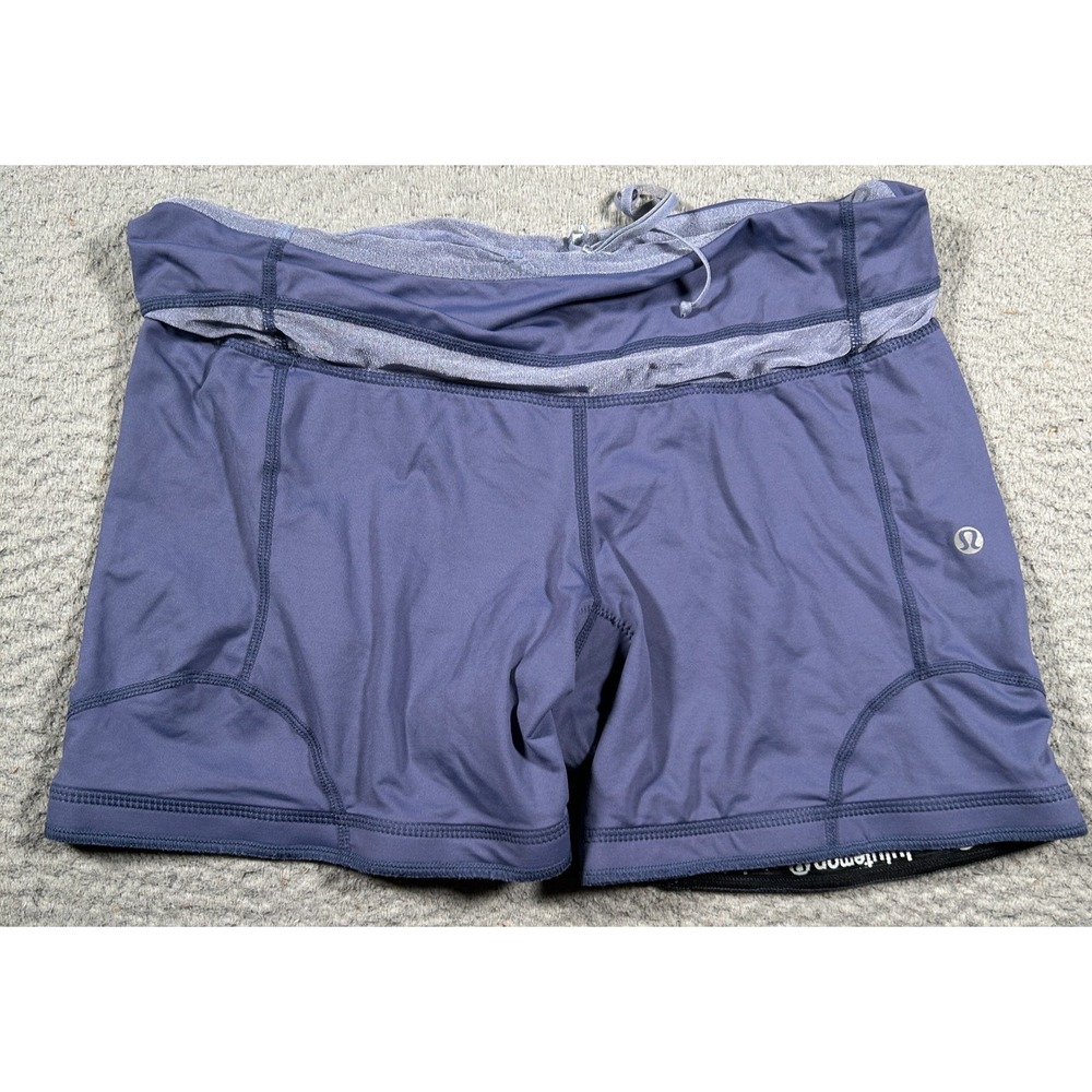 Lululemon Wet Dry Warm Shorts Womens‎ 28x3" Blue Drawstring Padded Cycling?
